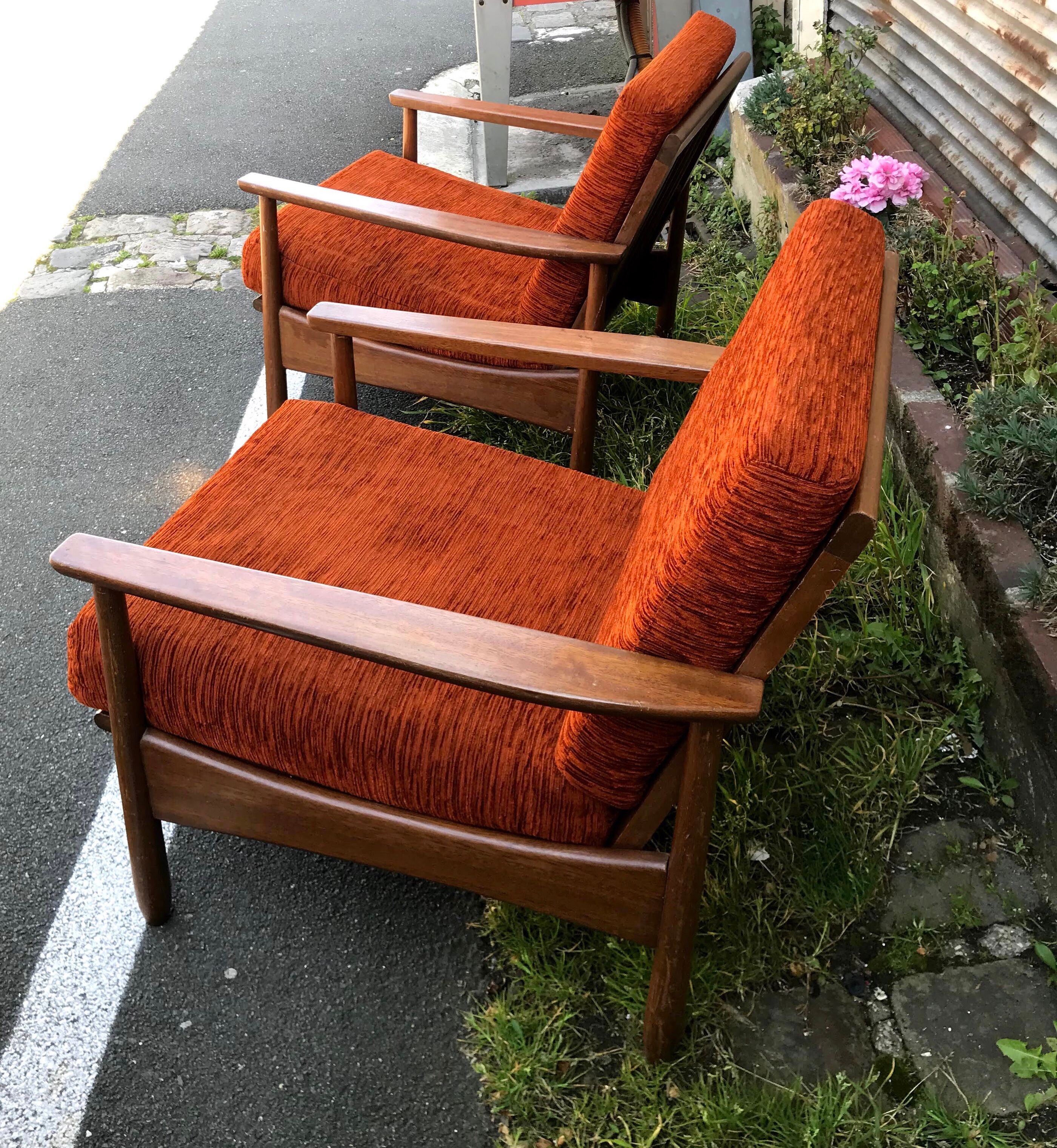 Pair of scandinavian armchairs 60s