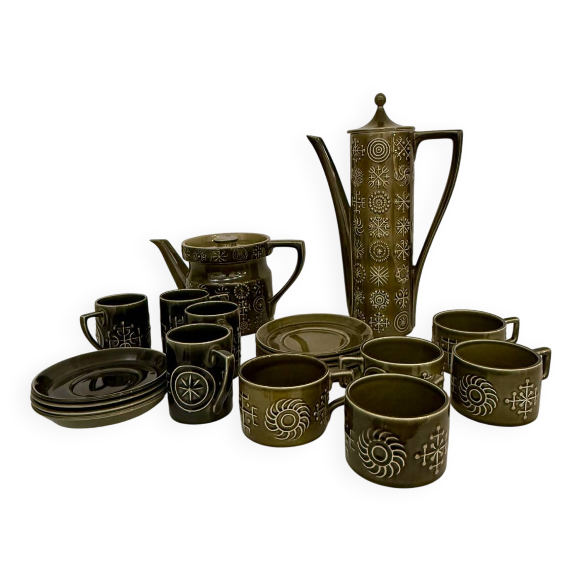 Coffee/tea service "Totem" Portmeirion – Susan Williams-Ellis – Green O