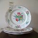 Kg luneville "réverbère" 3 flat plates earthenware hand-painted flowers ø25.5 cm