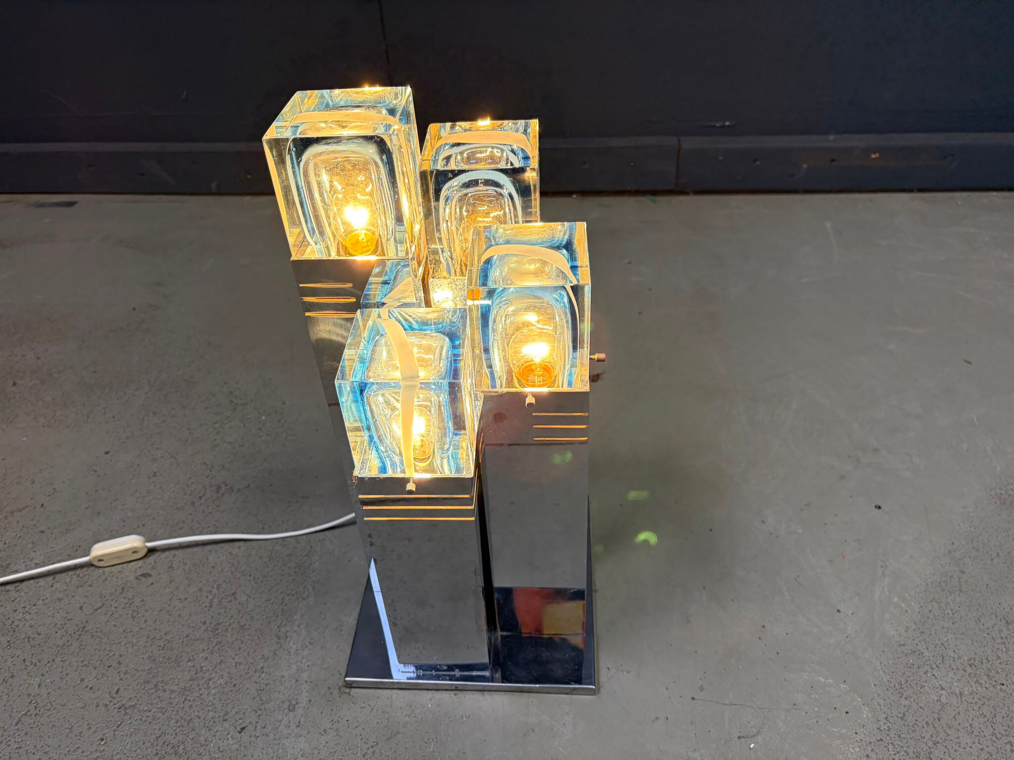Vintage Cubico table lamp by Gaetano Sciolari, 1970s