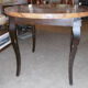 Round table art deco style - elm magnifying glass top and black wooden legs