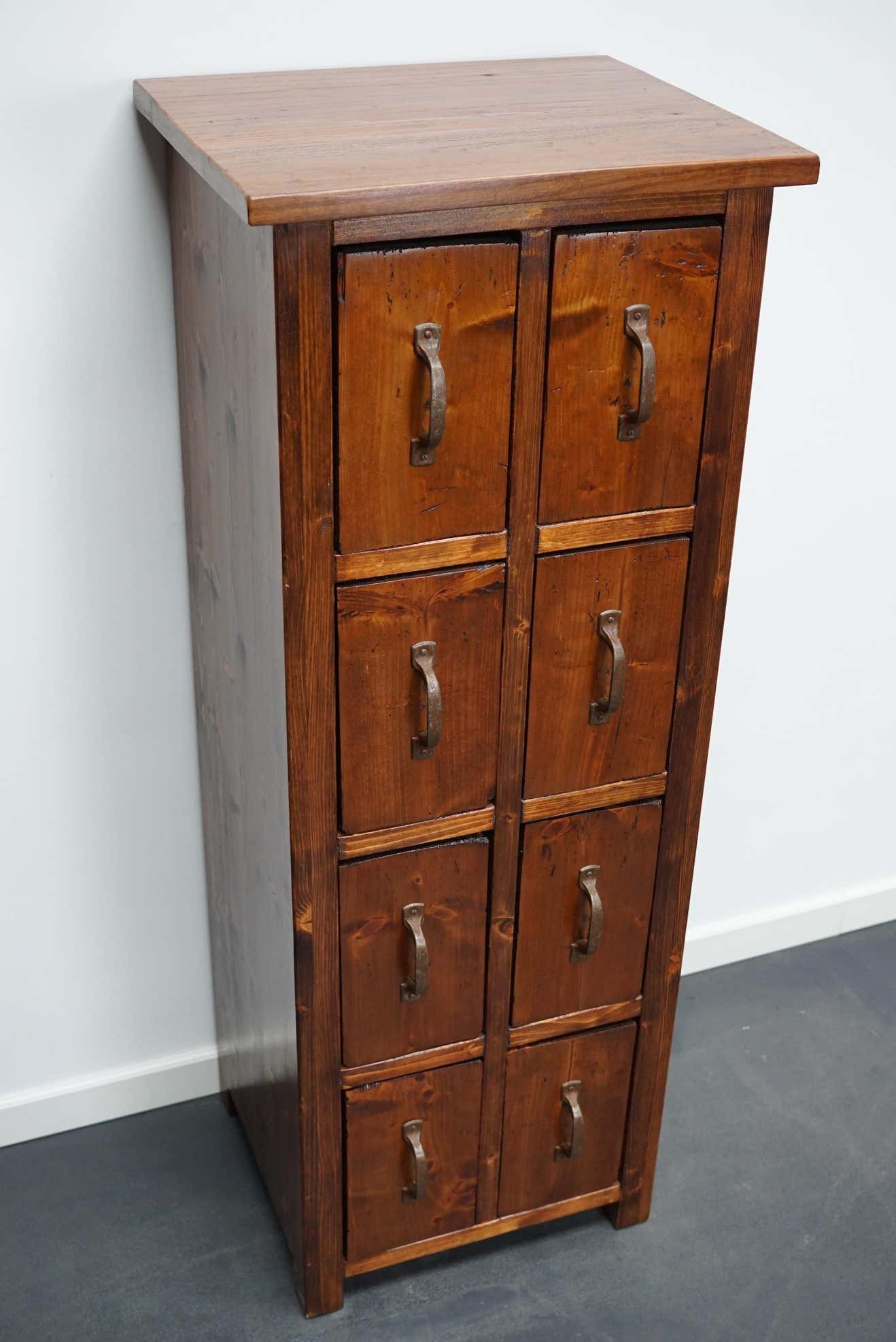 Apothecary or industrial workshop cabinet in pine Netherlands 1930