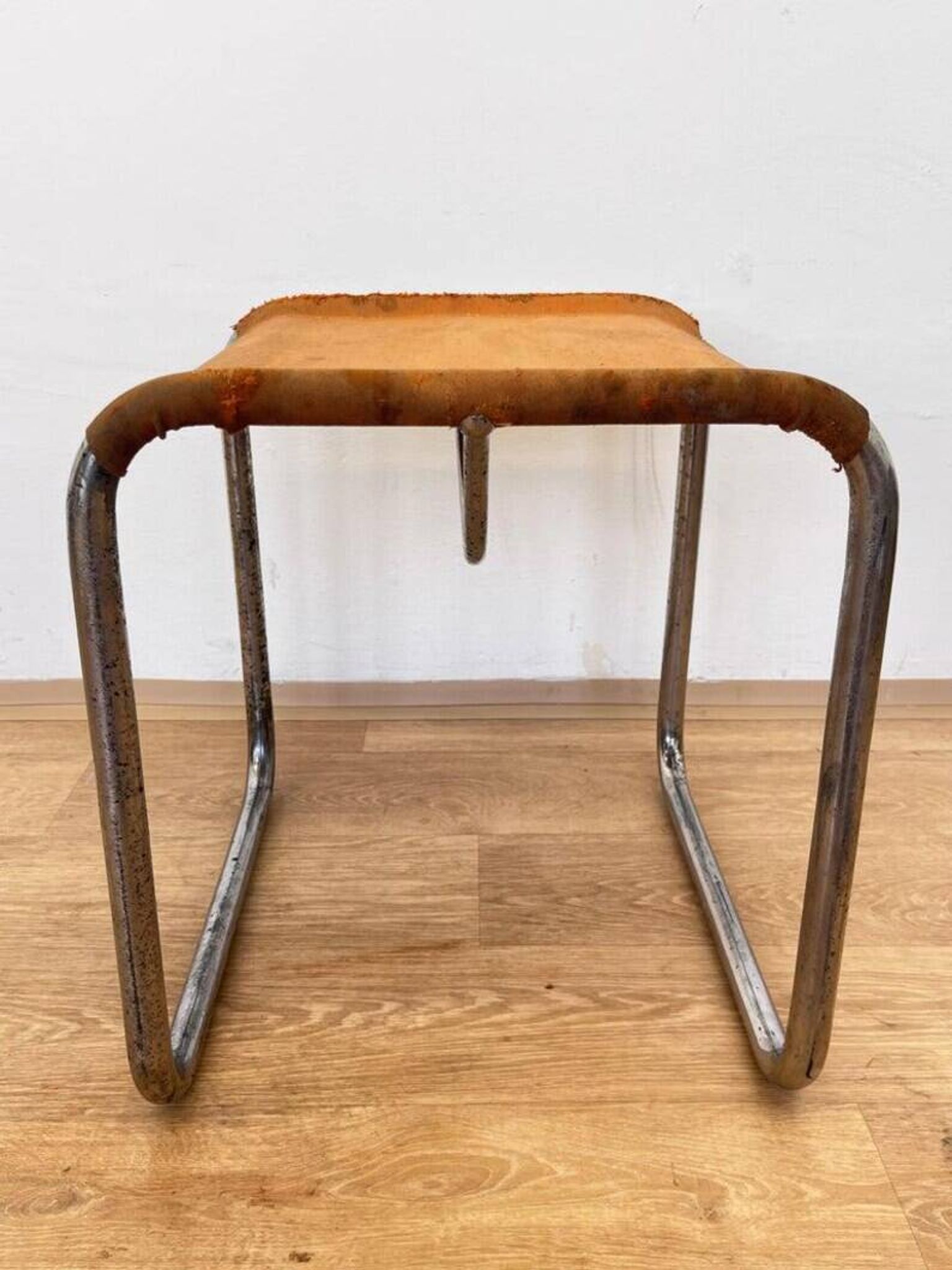 Very rare Chrome tubular steel Bauhaus Stool - 1930 / original eisengarn