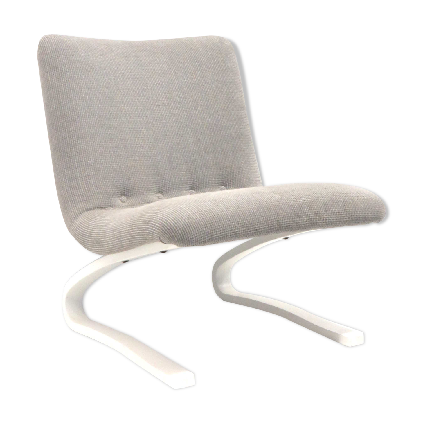 Vintage armchair with white bouncy wooden base made in the 70s