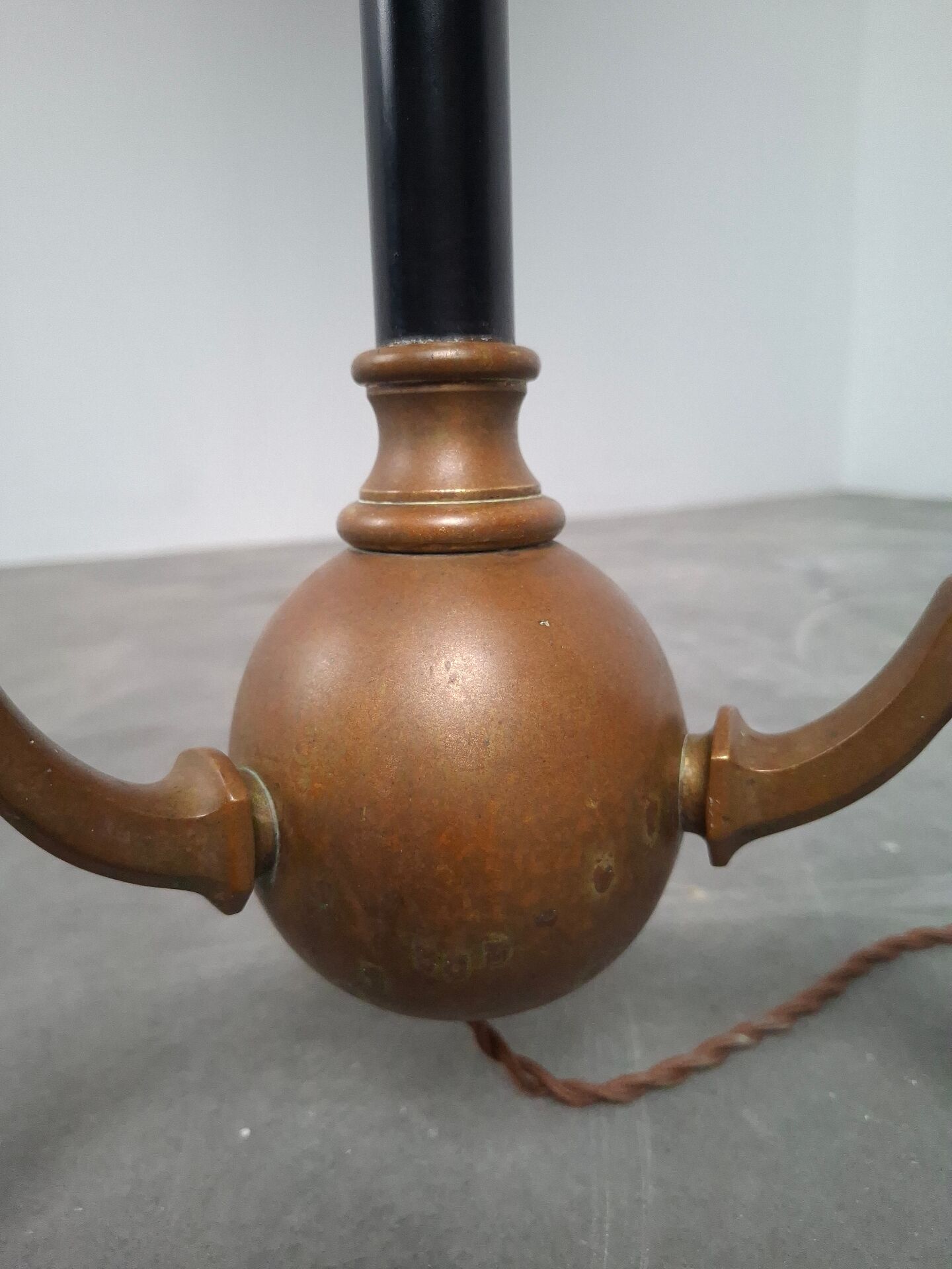 Art and Craft tripod floor lamp in bronze.
