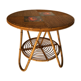 Bamboo and ceramic coffee table Audoux Minet