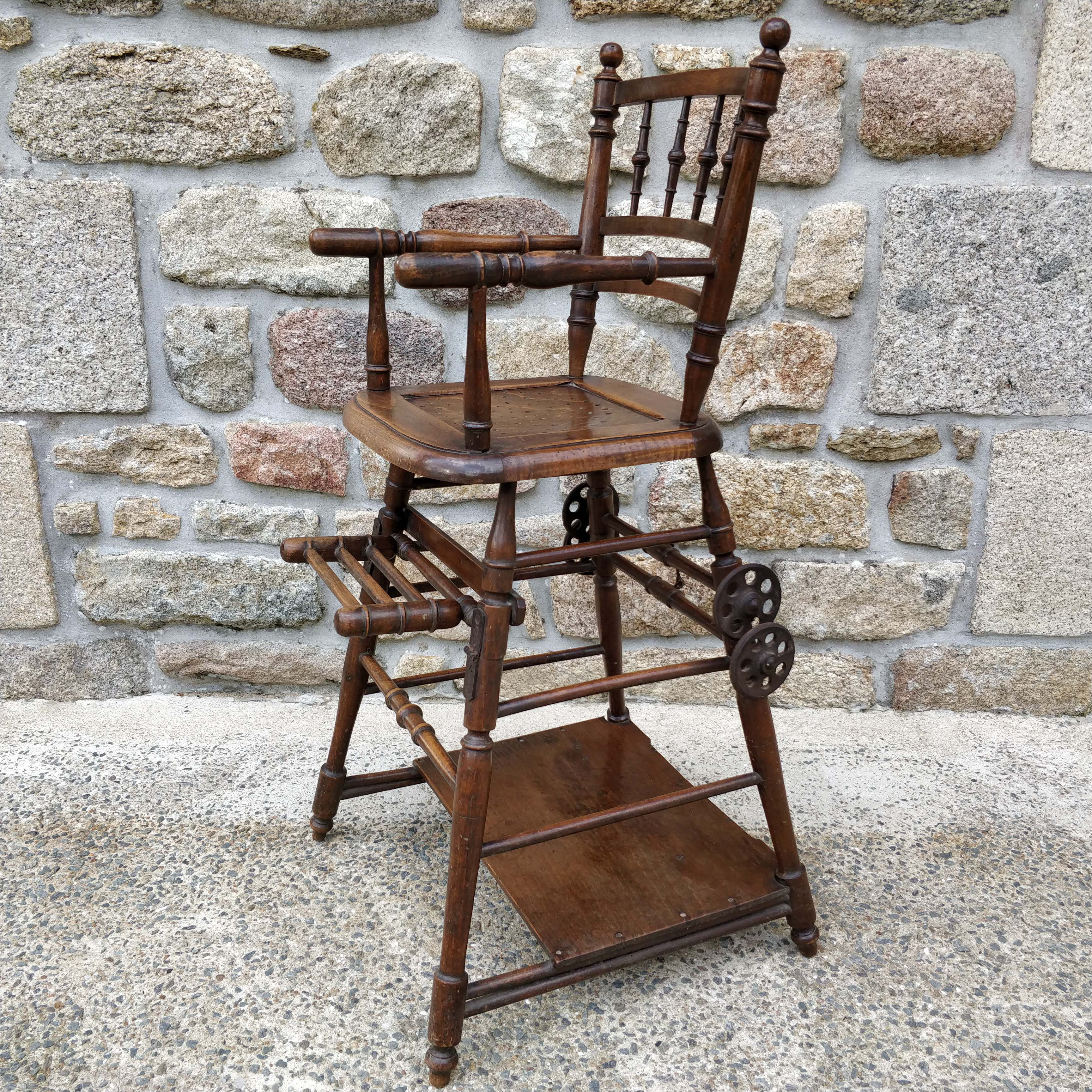 Folding wooden children's high chair