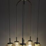 Lustre cascade à 6 gouttes d'eau en verre fumé léger 1960