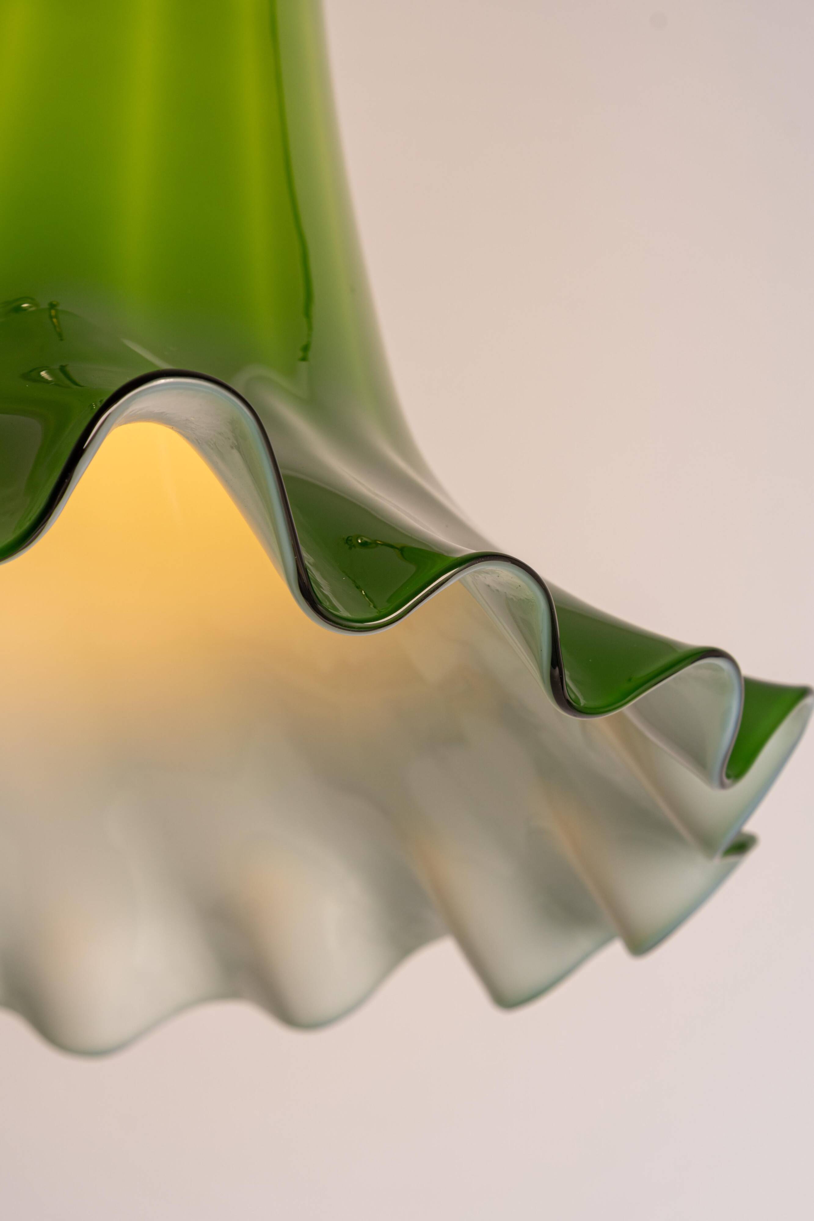 Green glass pendant by Peill & Putzler, Germany, 1970.