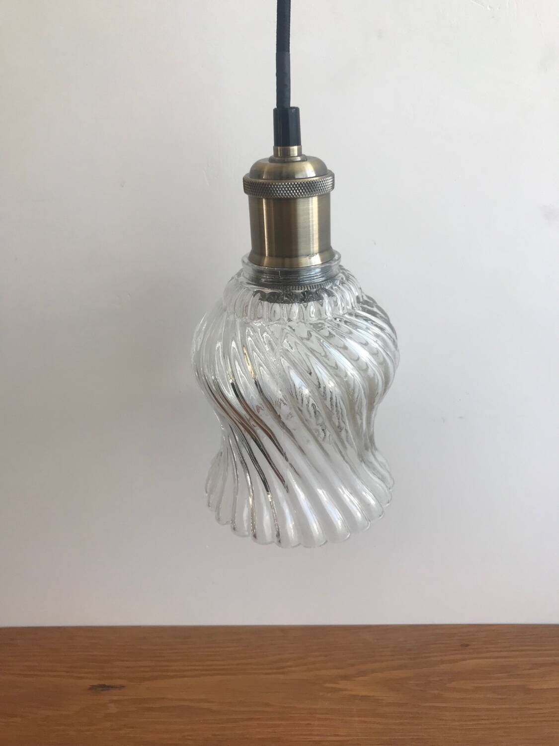 Pendant Light With Vintage Twisted Glass Globe Electrical System New
