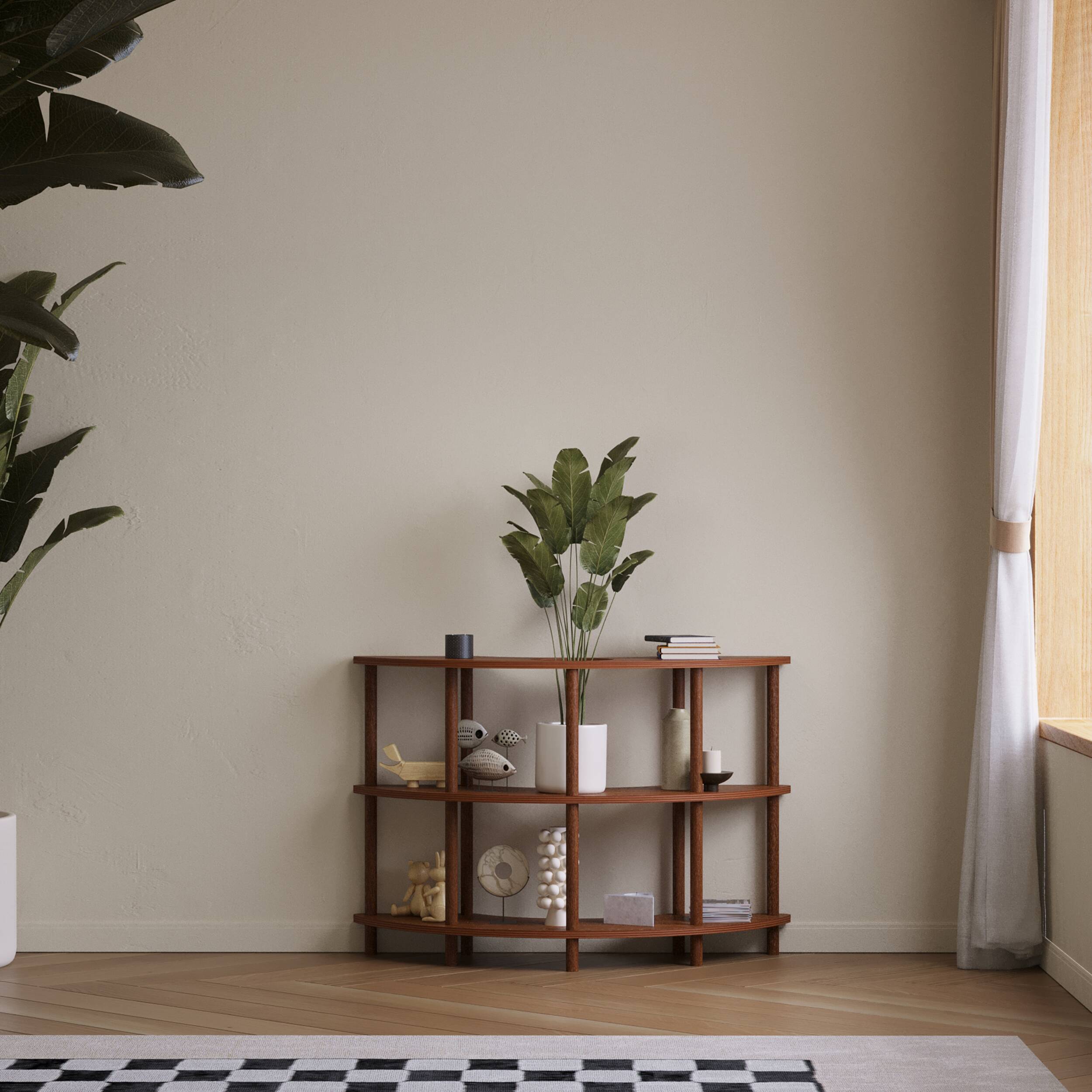 Bibliothèque contemporaine en bois faite à la main