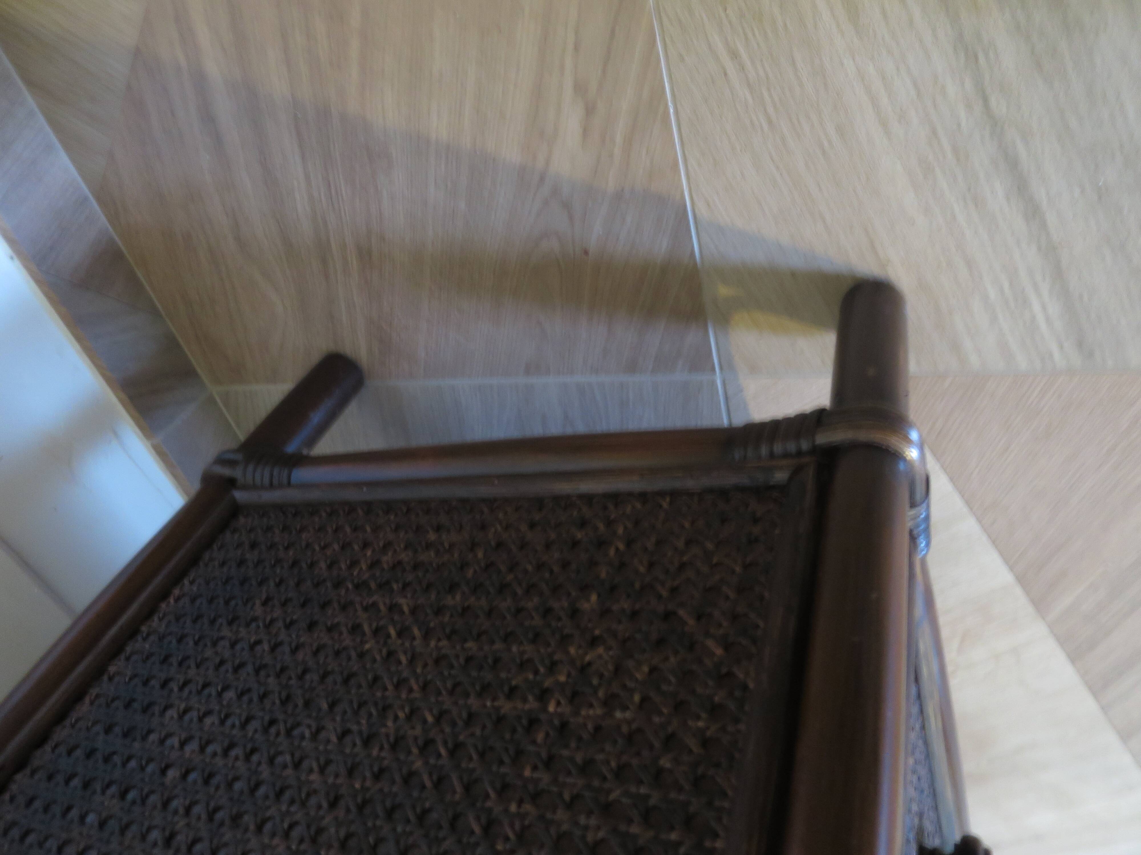 Vintage 3-drawer chest of drawers - wood, bamboo and woven rattan - 1980s