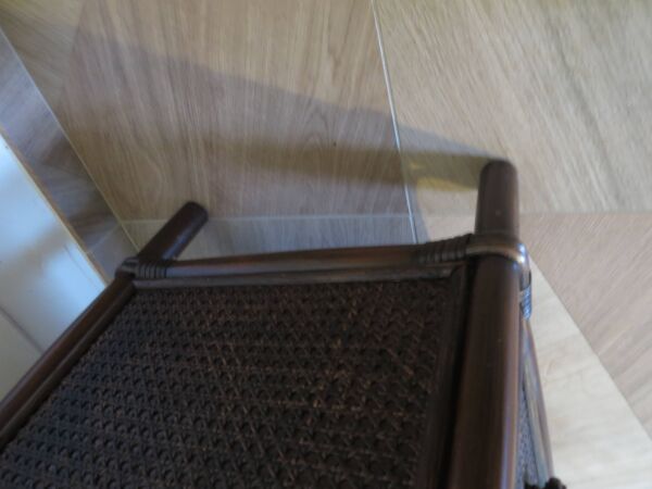 Vintage-commode 3 tioirs -bois bambou et rotin tressé - années 80