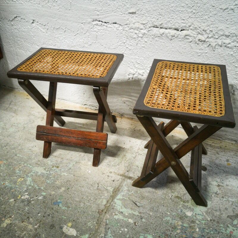 Pair of canned folding stools