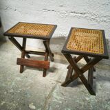Pair of canned folding stools