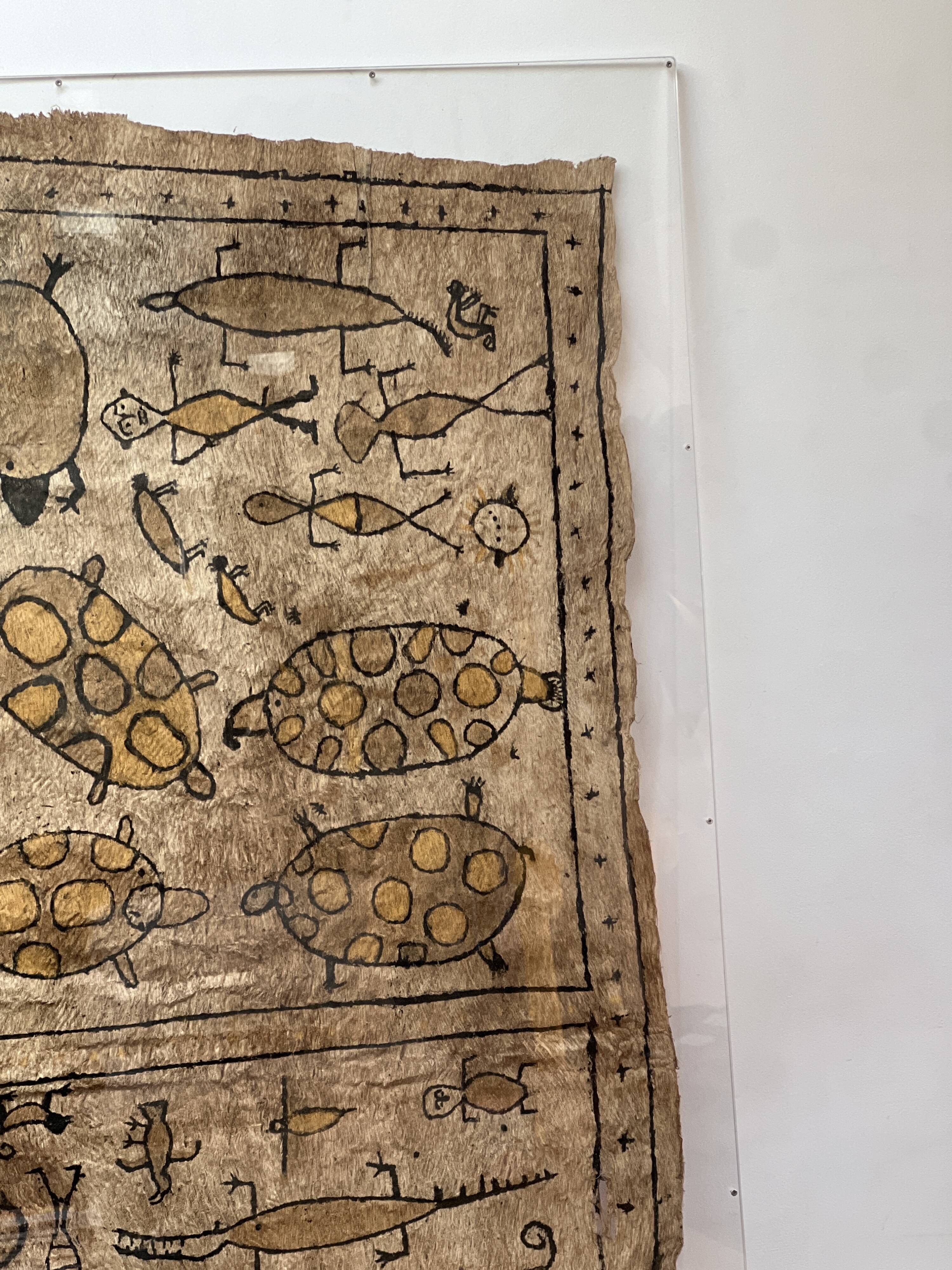 Panneau décoratif dessins sur écorce