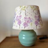 Vintage teal table lamp with floral lampshade