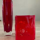 Duo of vintage glass paste vases
