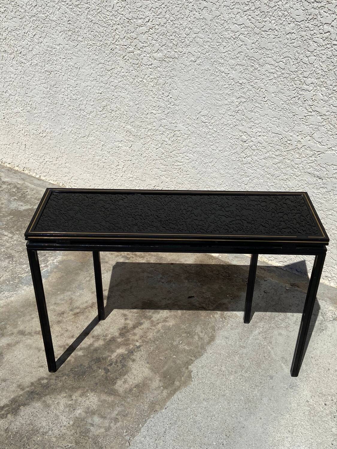 Pierre Vandel metal console with glass top