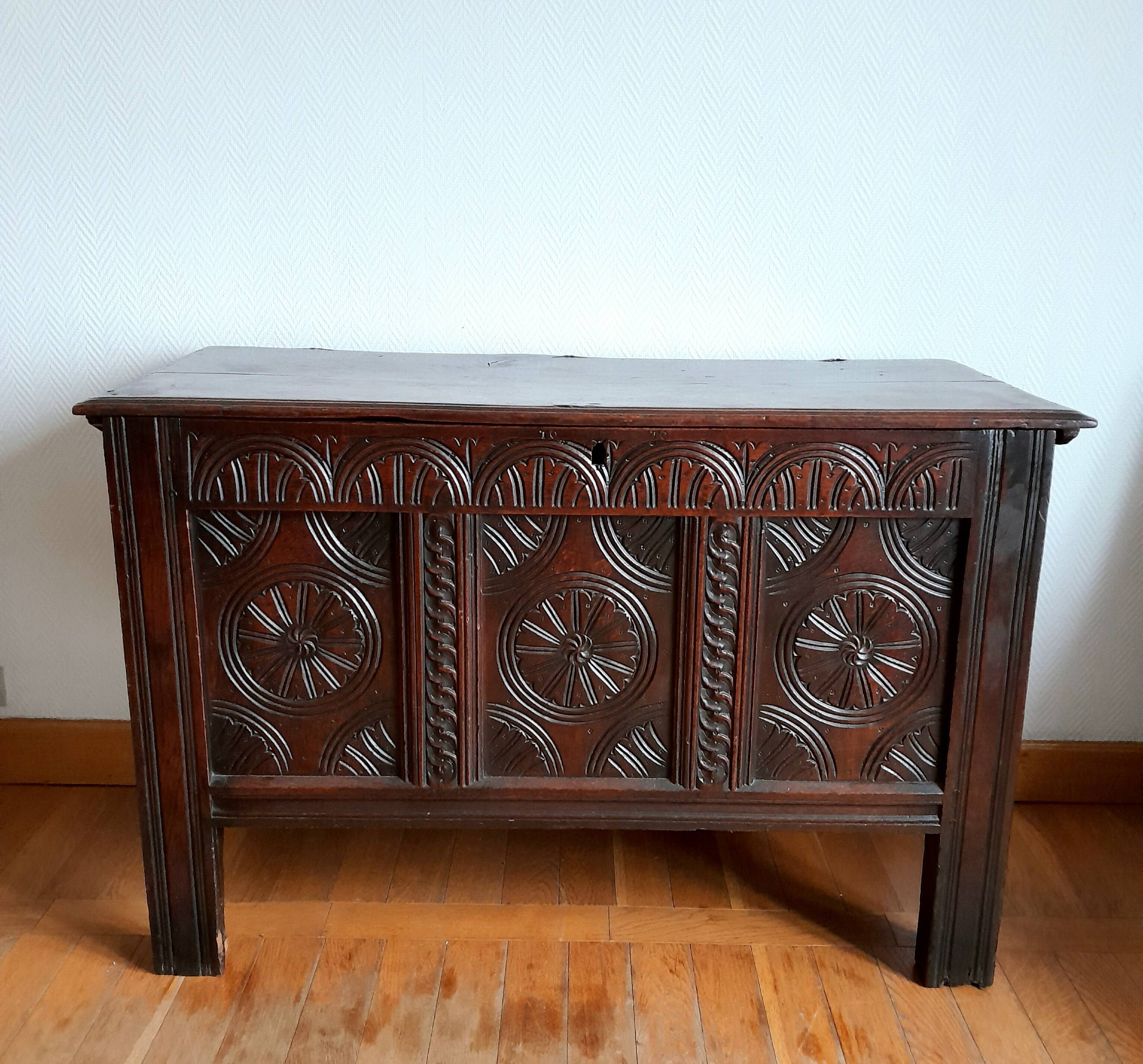 19th century oak castle chest