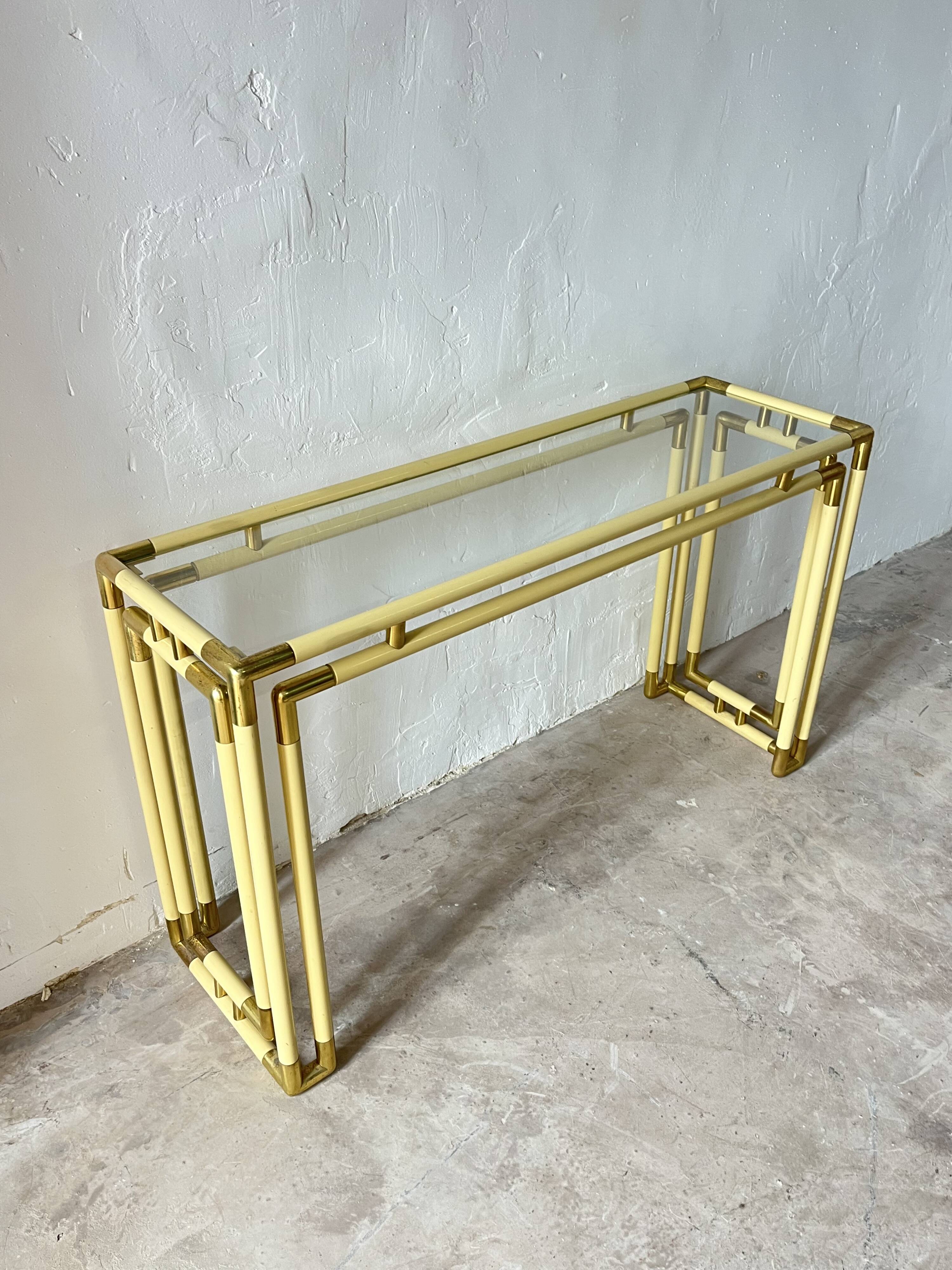 Console Laiton tubulaire années 70 inspiration Art Déco