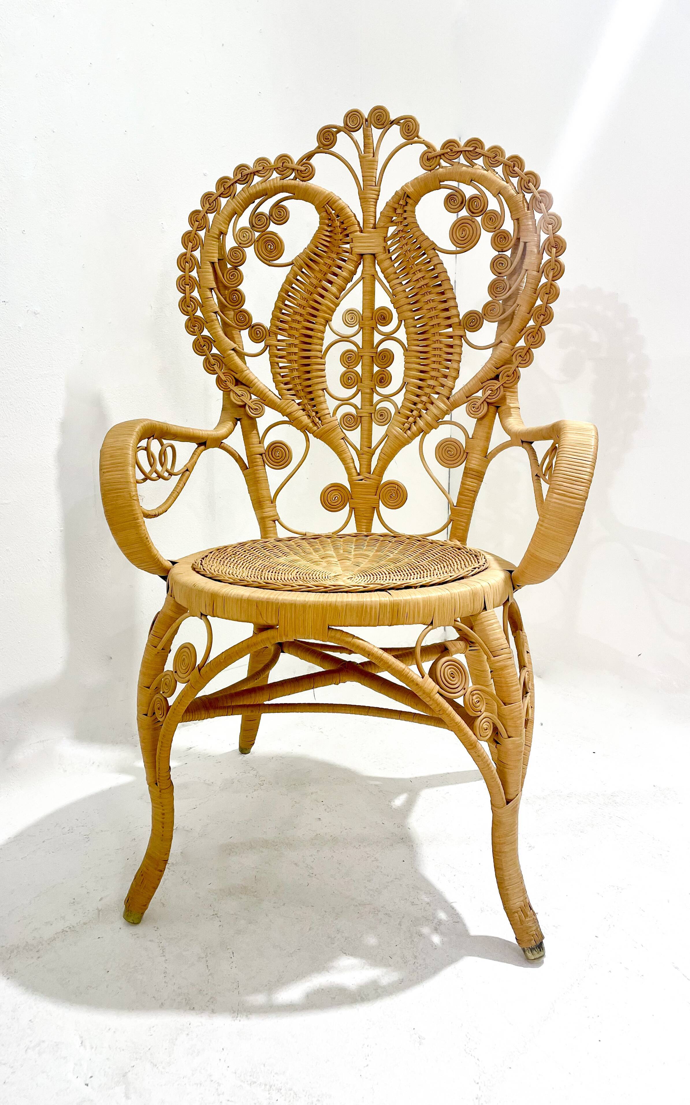 Mid-Century Modern Rattan Armchair