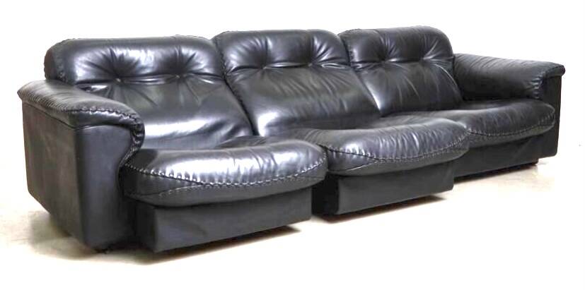 Luxury leather sofa from the Swiss house DE SEDE, black leather sofa