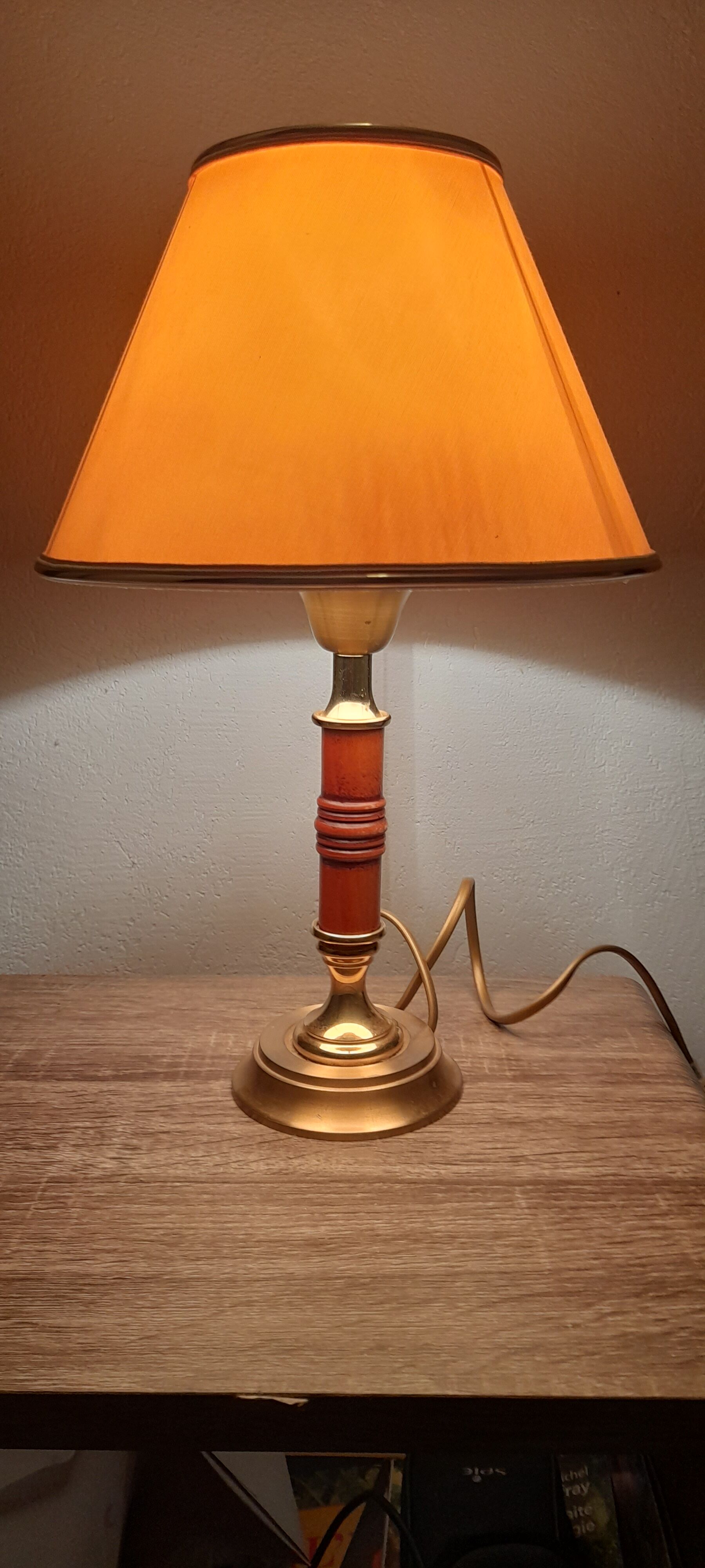 Wooden and brass bedside lamp arabesque Paris