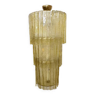 Lustre majestueux et monumental en verre de Murano doré, Italie, années 1970-1980