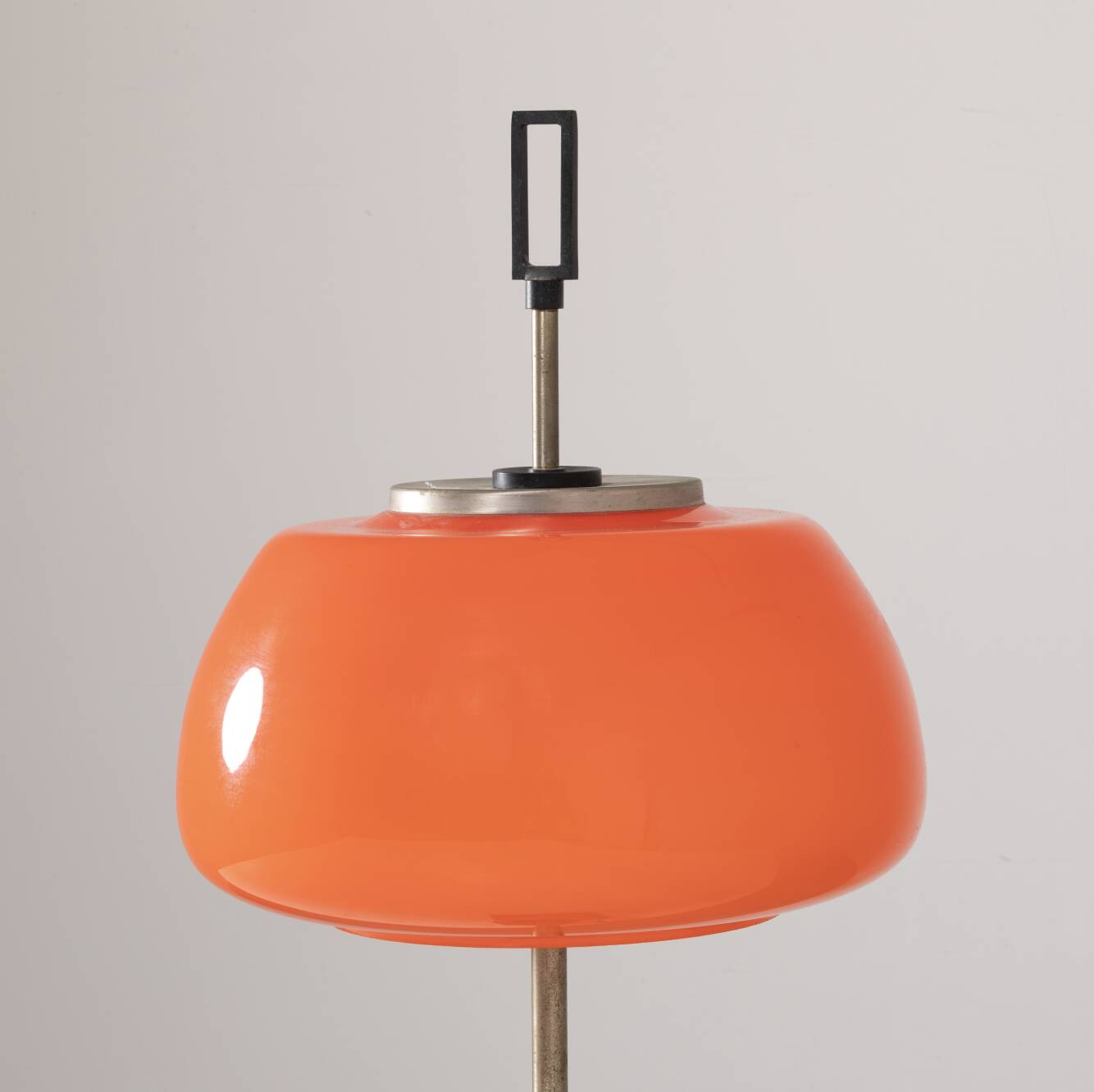 Oscar Torlasco, orange glass table / desk lamp, Prod. Lumi, 1960 ca.