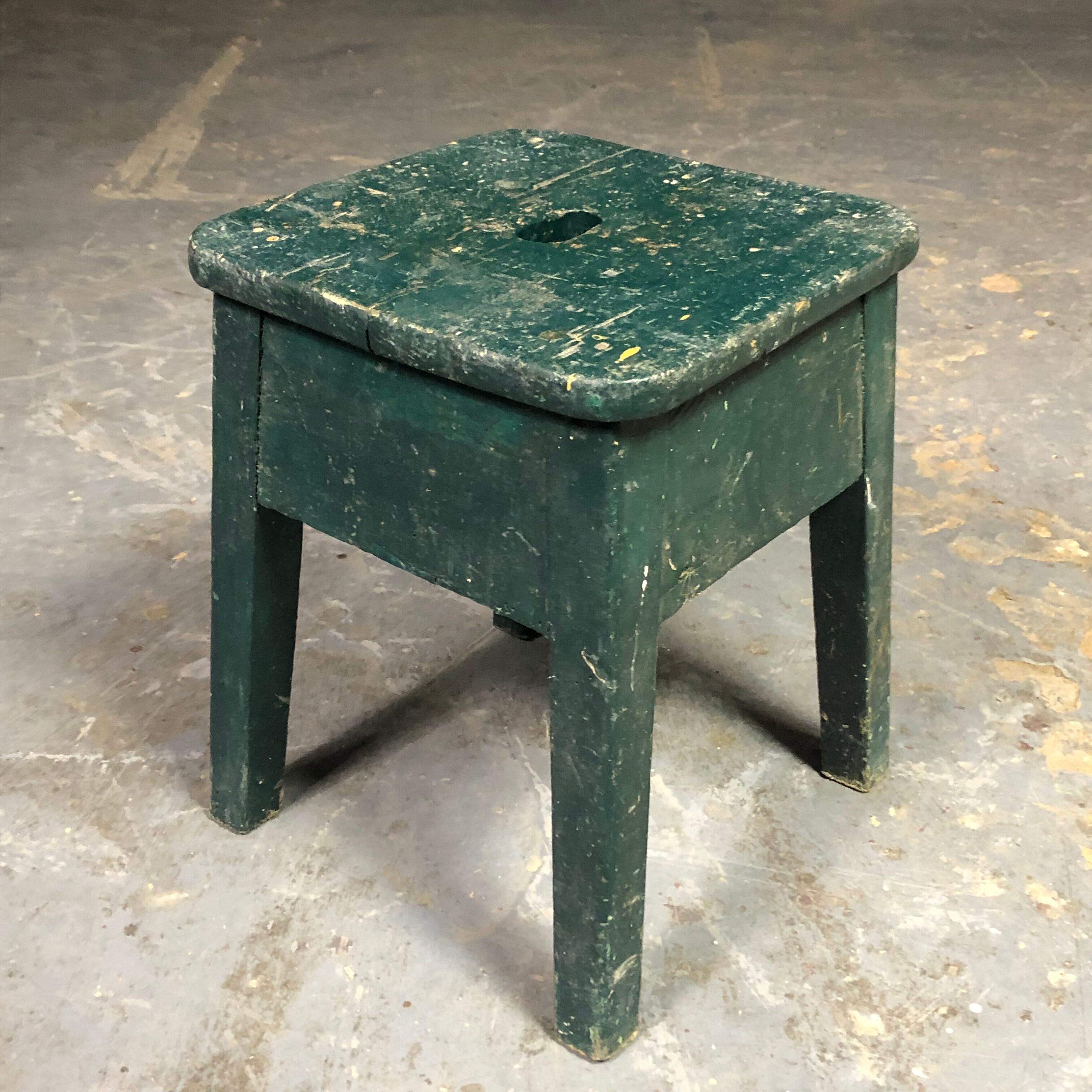 Small green painted wooden stool