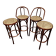 Set of 4 vintage cane bistro stools