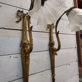 Louis xvi style wall lights in bronze (pair)