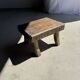 Petit stool, tabouret d'appoint en teck massif rectangulaire wabi-sabi H25