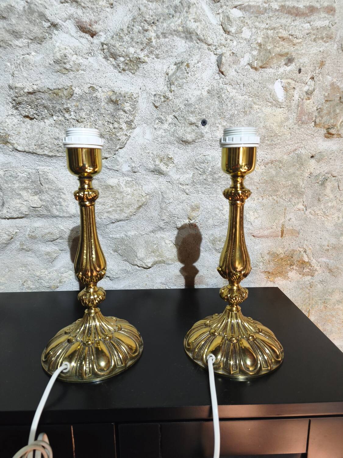 Pair of solid brass table lamps - Maison Bejorama - Ho style