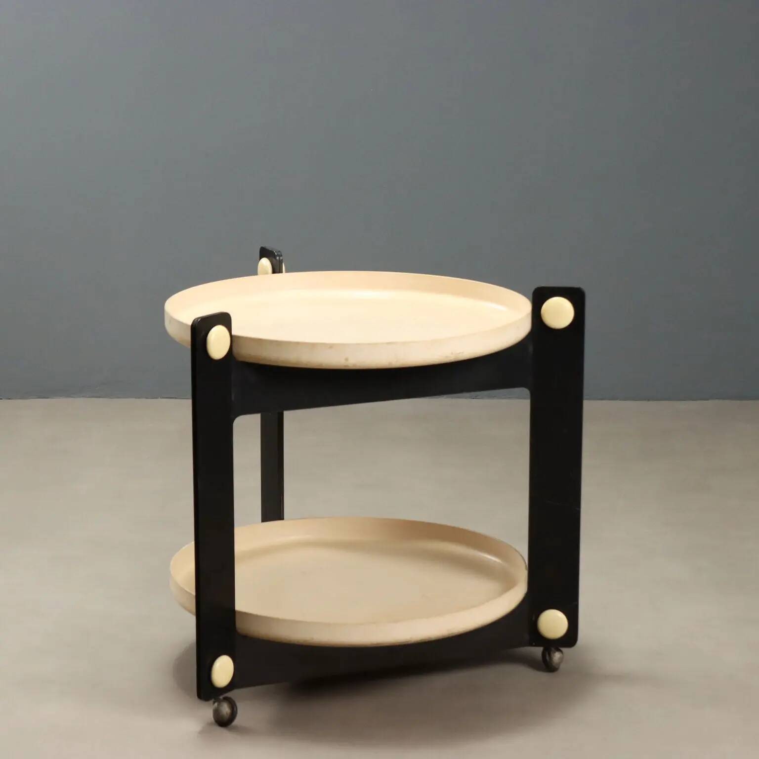 Vintage Guzzini kitchen dessert trolley, design by Luigi Massoni, Italy, 1970s.