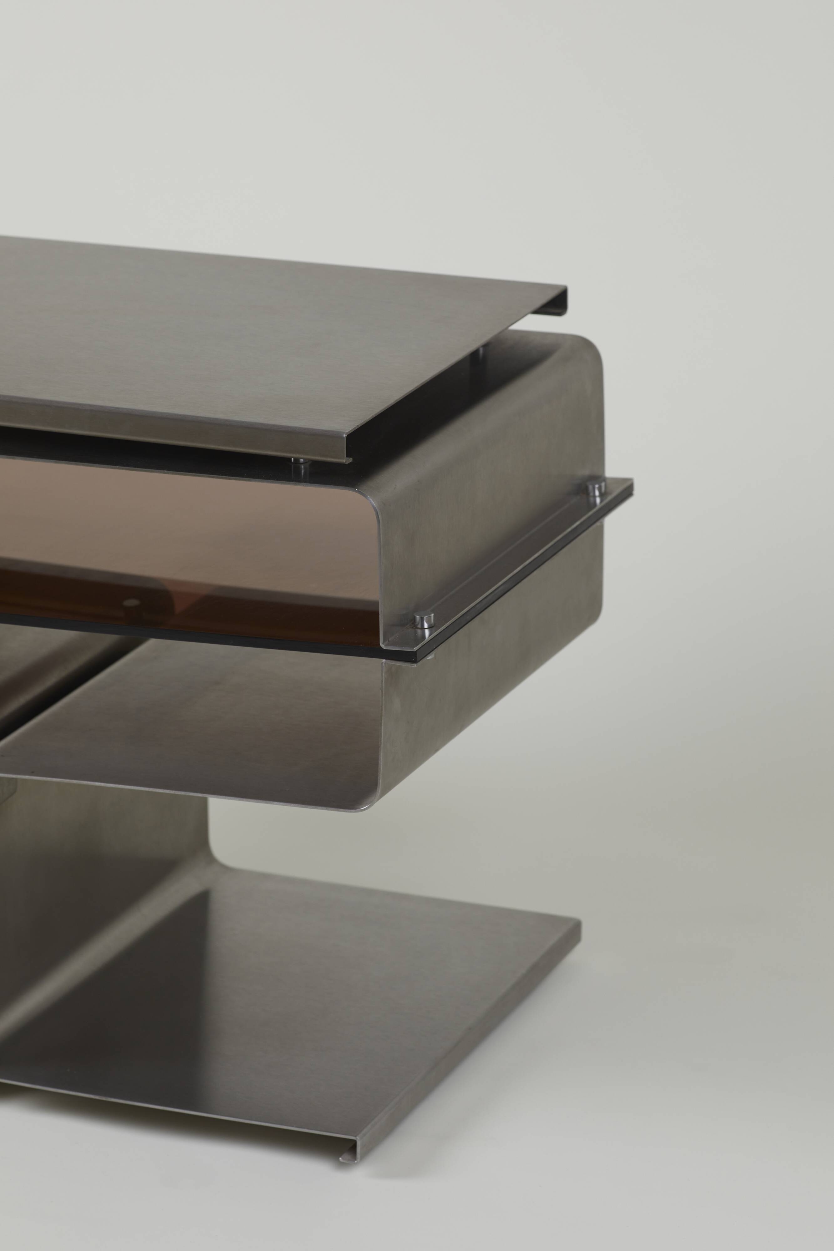 Stainless steel TV cabinet designed by François Monnet for Kappa / Uginox vintage Space Age circa 1970