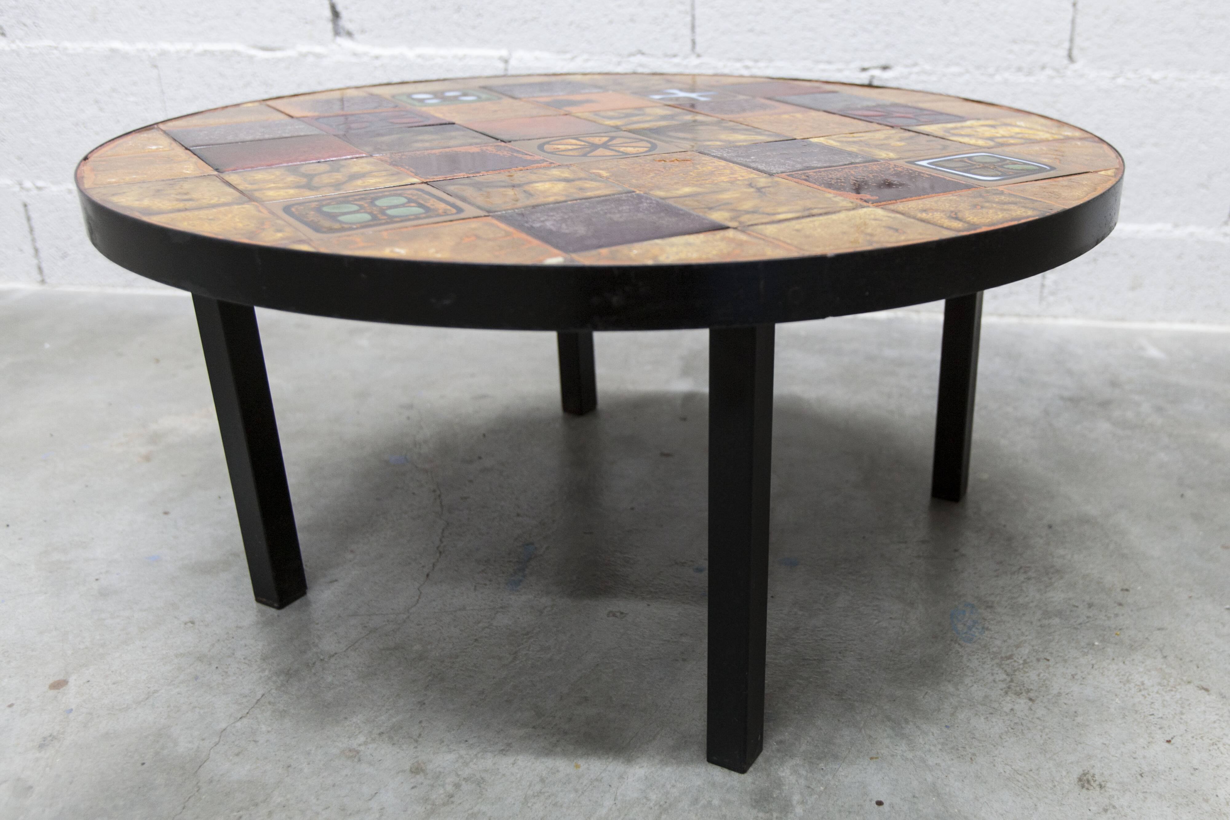 Table basse ronde céramique de Jean Gregorieff