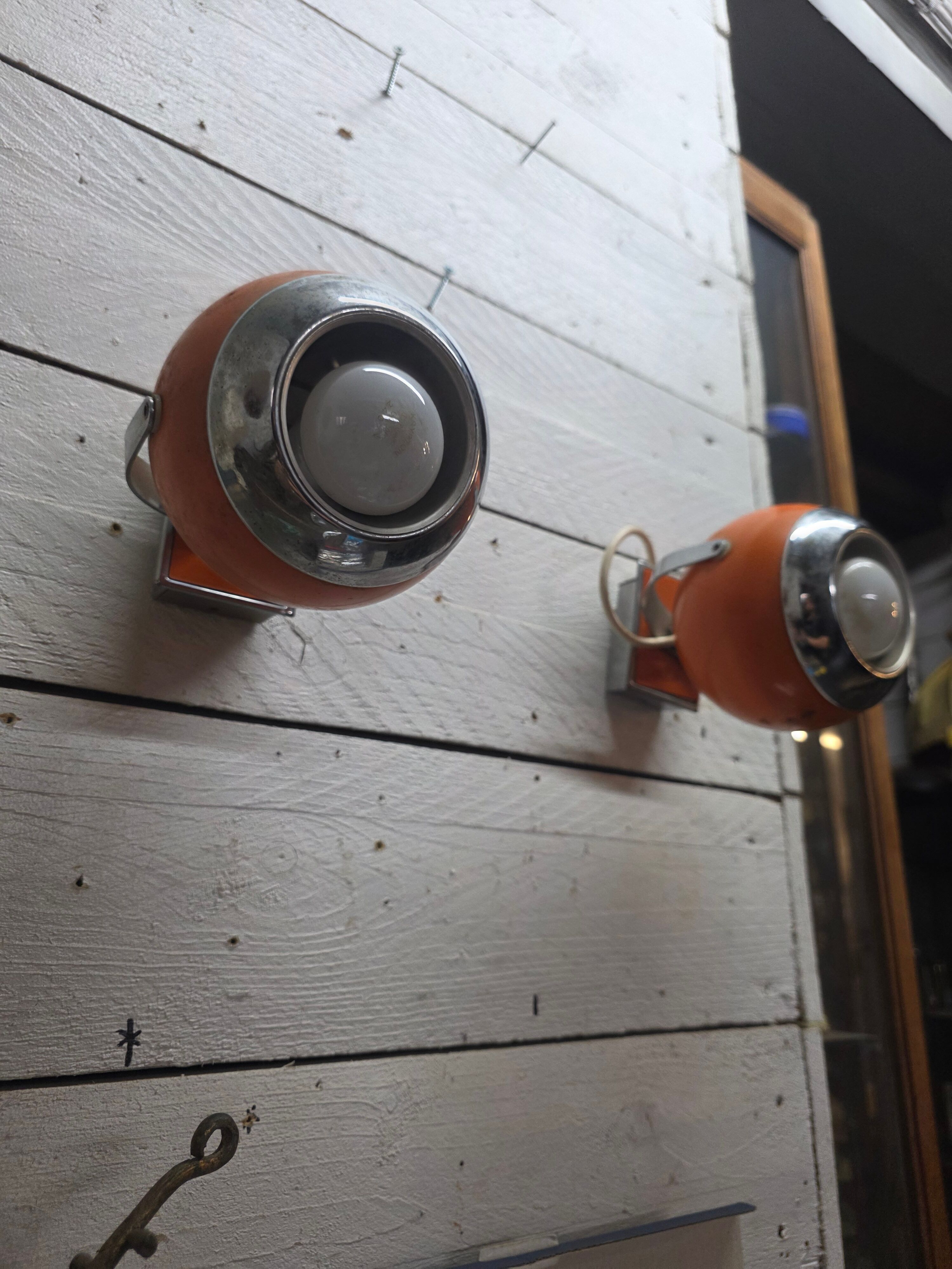 Pair of vintage 70s eyeball wall lights.