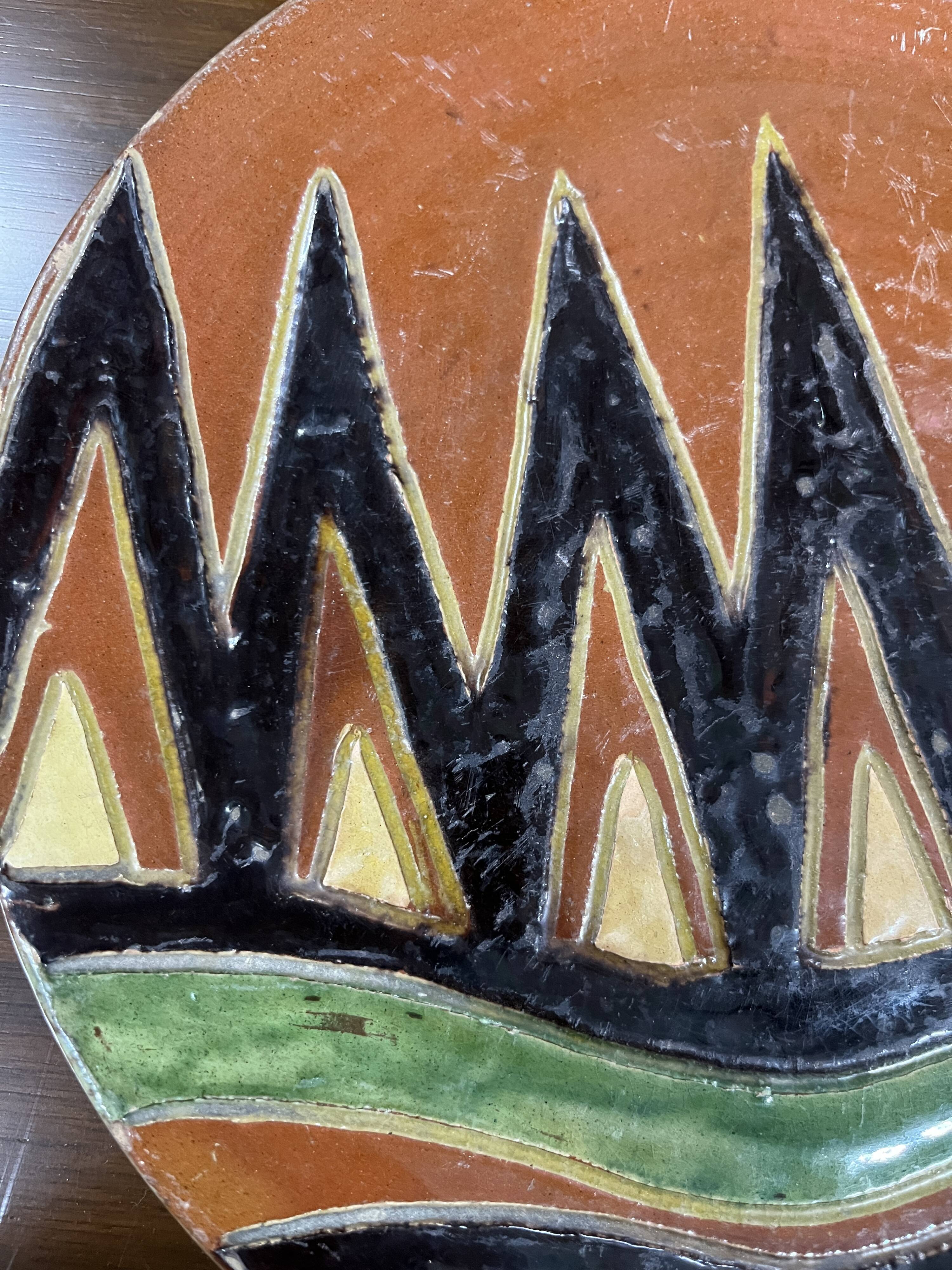 Large ceramic dish by Giraud Biot