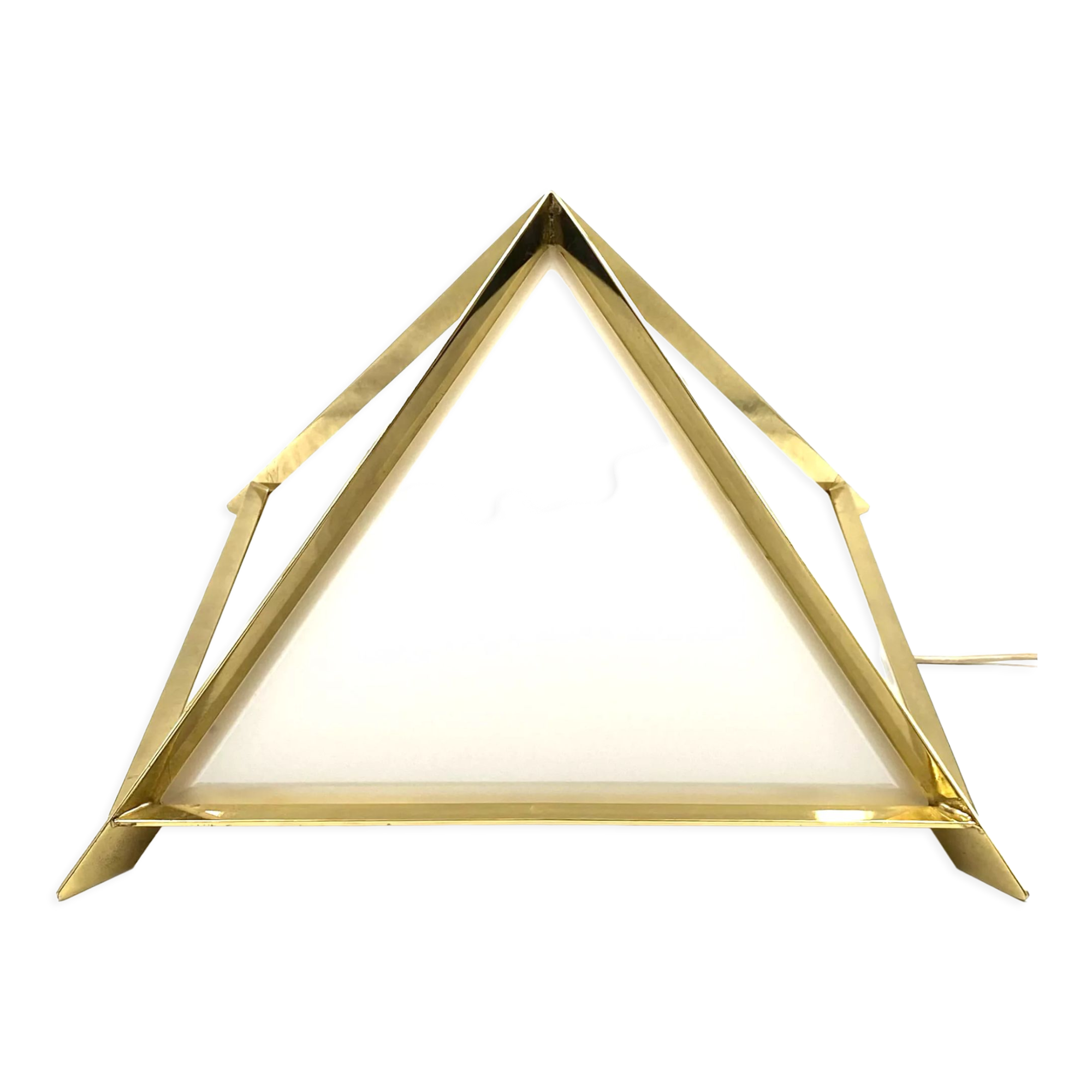 Golden brass Pyramidal table lamp, Christos, Italy 1970