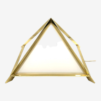 Golden brass Pyramidal table lamp, Christos, Italy 1970