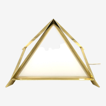 Lampe de table pyramidale en laiton doré, Christos, Italie 1970