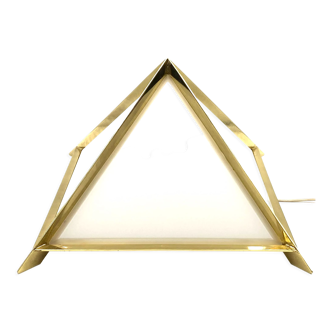 Golden brass Pyramidal table lamp, Christos, Italy 1970