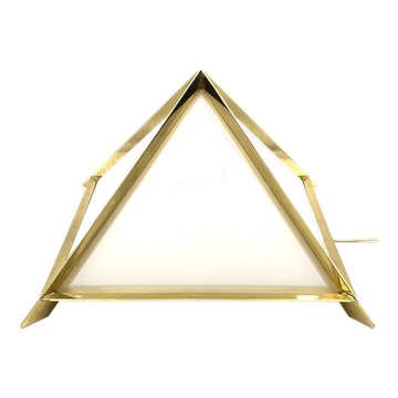Golden brass Pyramidal table lamp, Christos, Italy 1970