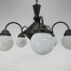 Art deco metal and milk glass chandelier, 1930's