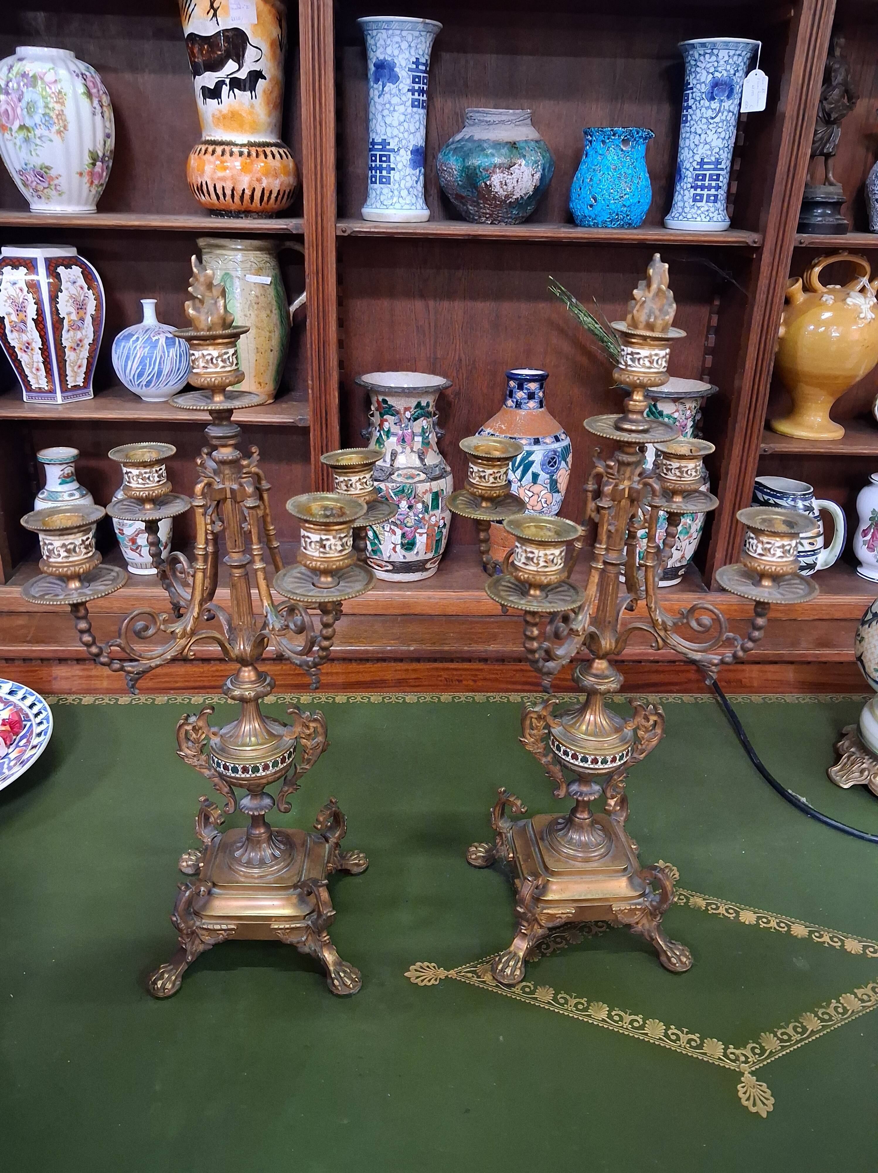 Paire de candélabres en bronze doré et émail – époque Napoléon III