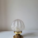 Art deco lamp in bronze and frosted glass