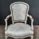 Fauteuil Louis XV en bois laqué  blanc