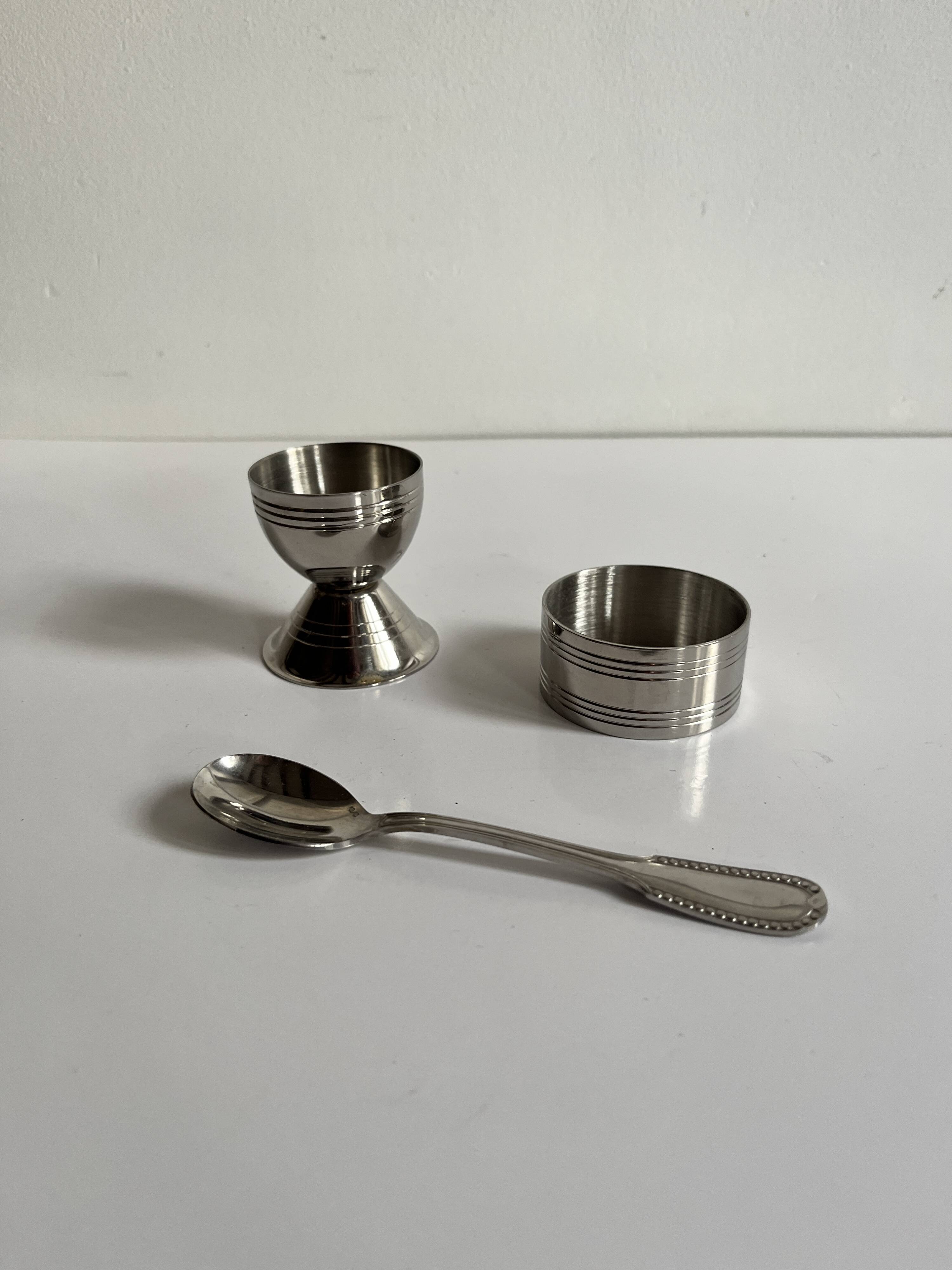Set coquetier inox vintage